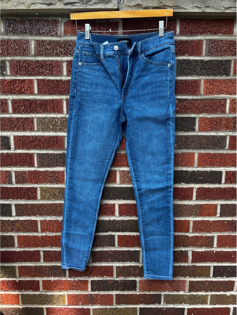 Express Medium Denim High Rise Super Skinny Soft Knit Jeans